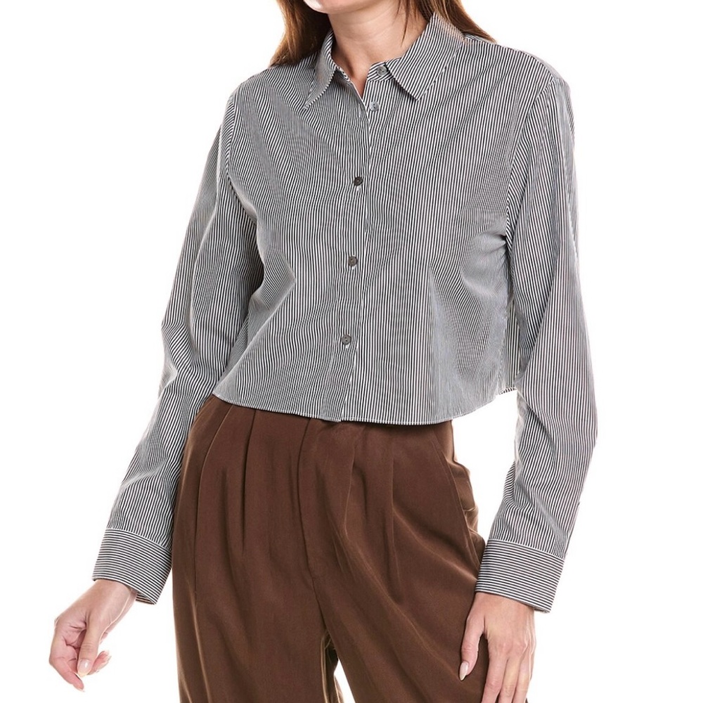 Theory Women’s Cropped Striped Button Down